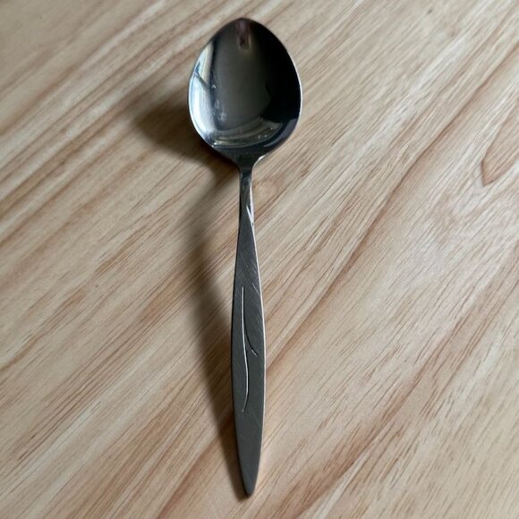 1 Pc Fantasy Sugar Spoon 1881 Rogers Oneida 6" Atomic MCM Stainless Flatware VTG - Picture 4 of 8